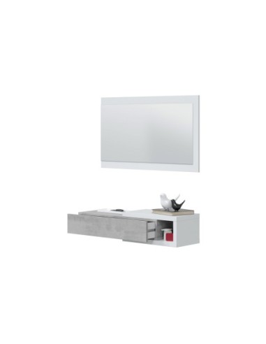 ENZO Recibidor 1c + espejo CEMENTO/BLANCO ARTIK