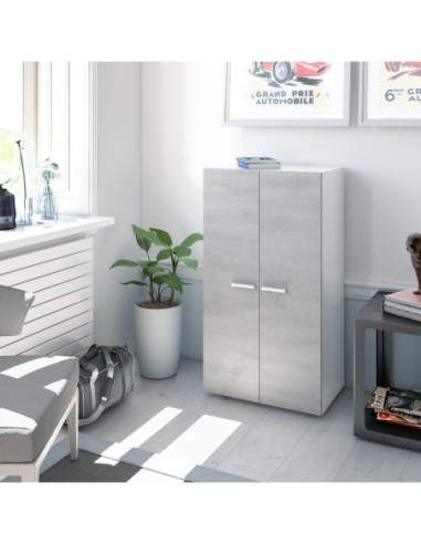 CLOE Zapatero-armario (6 baldas) BLANCO/CEMENTO