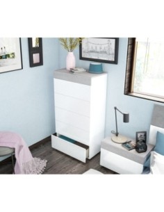 Cómoda 5c BLANCO ARTIK/CEMENTO 2