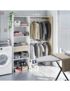 HERA Armario-Vestidor con estantería 60cm + 2 barras ROBLE/BLANCO 2