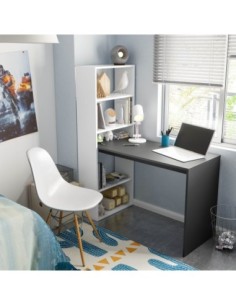 GIO PLUS Mesa + estantería BL.ARTIK/GRIS ANTRACITA