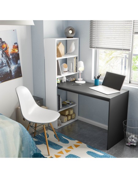 GIO PLUS Mesa + estantería BL.ARTIK/GRIS ANTRACITA