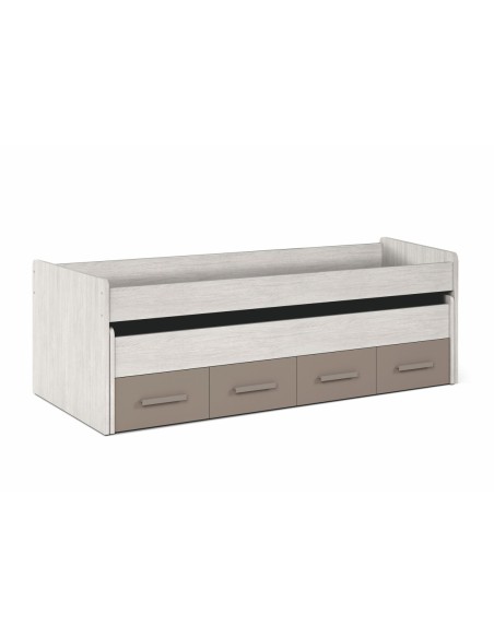 ARES PLUS Cama doble + 2 cajones con somier (colchones 190x90 - 180x90) BL.ALPES/BASALTO