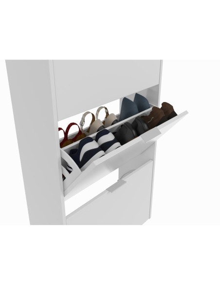 MAELYS Zapatero 3 puertas (18 pares) BLANCO BRILLO