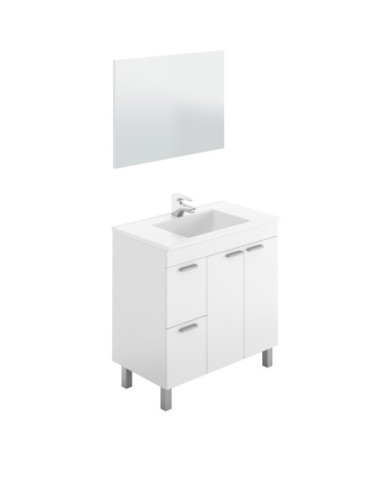 AKTIVA Mueble lavabo 2p+2c + espejo + LAVABO BLANCO BRILLO