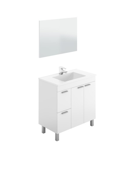 AKTIVA Mueble lavabo 2p+2c + espejo + LAVABO BLANCO BRILLO