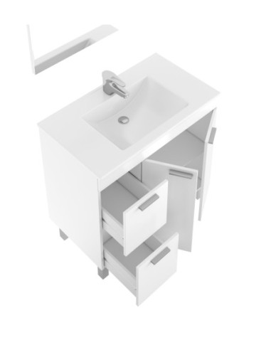 AKTIVA Mueble lavabo 2p+2c + espejo + LAVABO BLANCO BRILLO