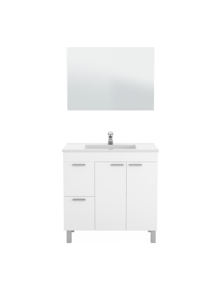 AKTIVA Mueble lavabo 2p+2c + espejo + LAVABO BLANCO BRILLO