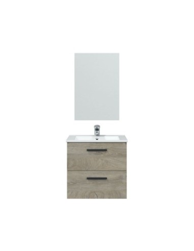 NOA 60 Mueble 60 2c susp.+ espejo + LAVABO ROBLE ALASKA