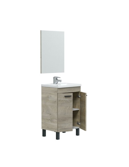 ESSENS Mueble 50  2p + espejo + LAVABO ROBLE ALASKA