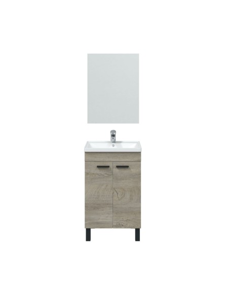 ESSENS Mueble 50  2p + espejo + LAVABO ROBLE ALASKA
