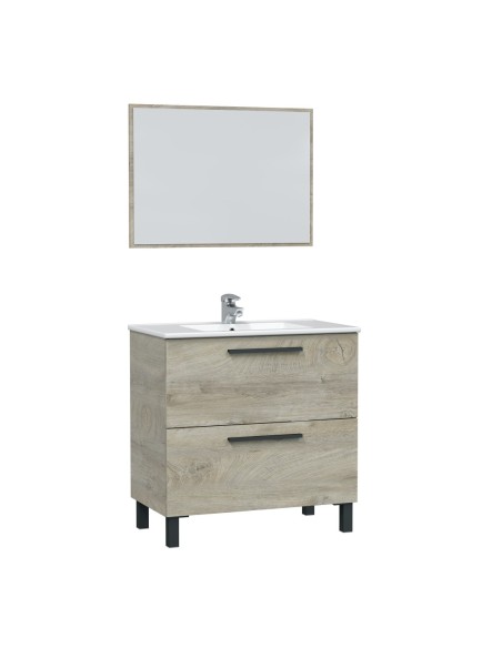 AIR Mueble  80 2c + espejo + LAVABO ROBLE ALASKA