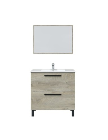 AIR Mueble  80 2c + espejo + LAVABO ROBLE ALASKA