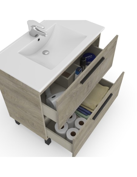 AIR Mueble  80 2c + espejo + LAVABO ROBLE ALASKA